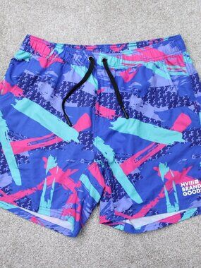 HVIII Brand Goods Goat Shorts Mens XL Blue/Pink 6" Not Dead Yet NDY Stretch